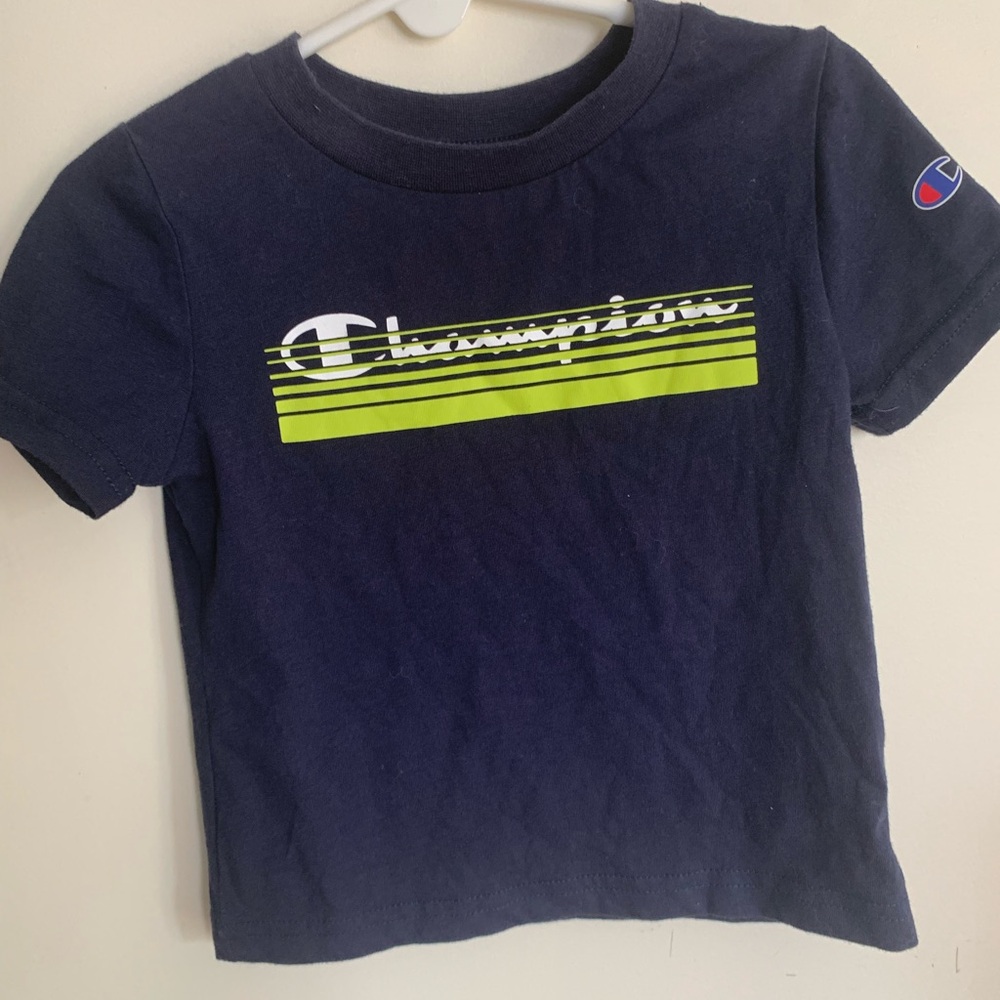 Champion Kids Tee in Navy and‎ Lime